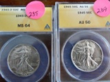 1945, 1945-D Walking Liberty Half Dollars