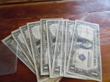 10 Mixed Date $1.00 Silver Certificates