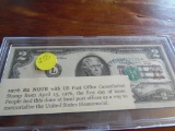 1976 $2.00 Note w/US Post Office Cancellation Stamp from April 13, 1976