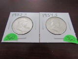 1952-S, 1954-S Franklin Half Dollars