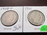 1908-O, 1911 Barber Half Dollars