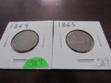 1864, 1965 2 Cent Pieces