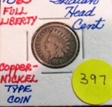 1863 Full Liberty Copper Nickel Indian Head cent