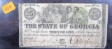 1863 State of Georgia 25 Cent Currency