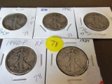 1934, 1940, 1941D, 1942, 1943 Walking libert half