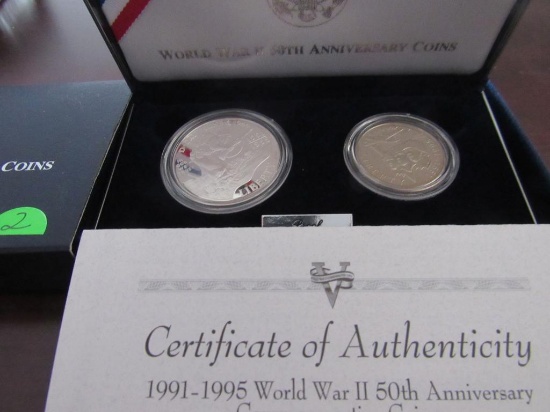 1991-1995 WWII 50th Anniversary 2 Coin Set