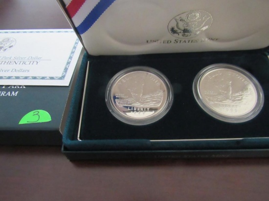 1999 Yellowstone National Park Proof & Unc. Silver Dollars