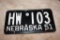 Rare 1951 Nebraska Aluminum License Plate, HW-103