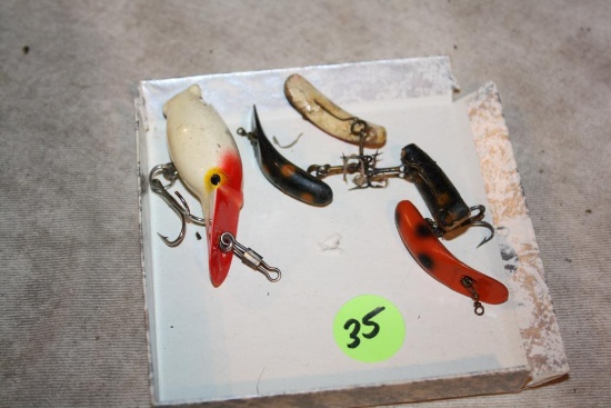 5 Vintage Wood Fishing Lures