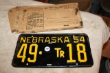 Rare 1954 Nebr. Lic. Plate, 49 TR 18