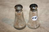 Antique Salt & Pepper Shakers, sterling & glass, star tops