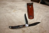 Antique Western Folding Hunting Knife w/sheath