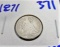 1871 SEATED DIME