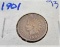 1901 Indian Head Cent With Full Liberty and diamonds Visible