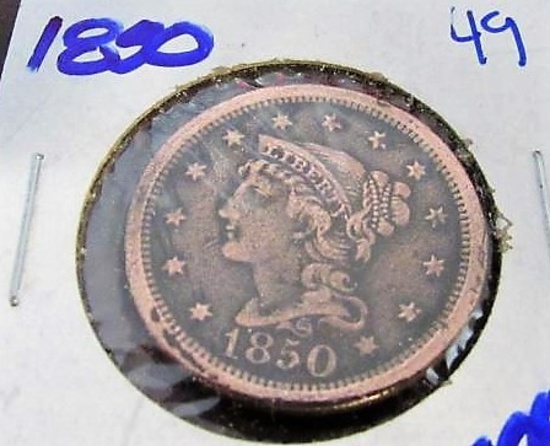1850 braided hair large cent