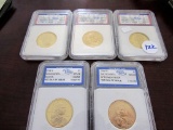 3 Proof Presidential Dollars, 2008-D Sacagawea Dollar w/ A Speciman Finish, Proof Sacagawea Dollar