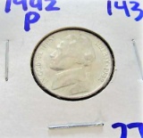 high grade 1942-p silver war nickel