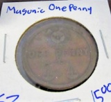 masonic one penny token