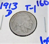 1913-d type 1 buffalo nickel with full horn