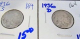 1936 and 1936-s buffalo nickels