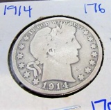 key date 1914 barber half dollar