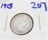 High grade 1913 barber dime