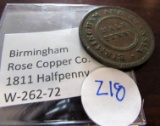 british birminham rose copper company british 1811 halfpenny.