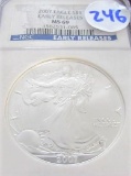 2007 AMERICAN SILVER EAGLE EARLY RELEASE GRADED MS 69 BY NGC