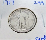 1917 type 1 standing liberty quarter with full rims and full date