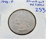 1998 washington quarter error coin struck out of collar