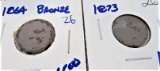1864 And 1873 Better Date Indian Head cents