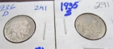 1935-s and 1936-d buffalo nickels