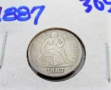 1887 SEATED DIME