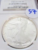 1988-S PROOF AMERICAN SILVER EAGLE GRADED PROOF 69 BY NGC