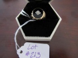 10K Gold/Black Onyx w/Center Diamond Man's Ring