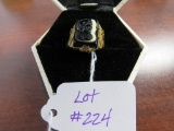 Black and White Carved Cameo Man's Ring