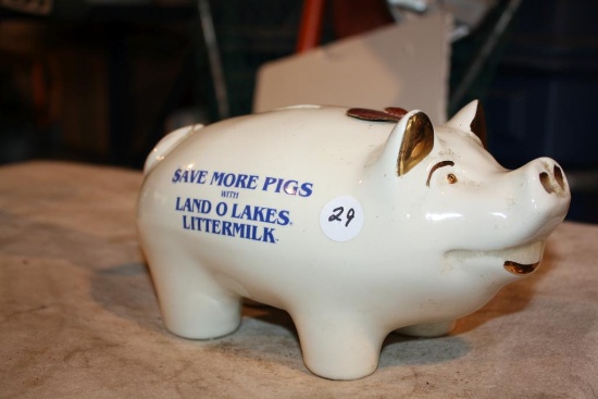 Rare 50th Anniv.Pottery Glazed Piggy Bank