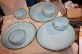 Vintage Fire King Delphite Blue/Gold Rim Plates/Cups