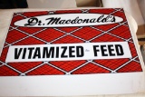 Antique MacDonald's Feed Sign, heavy tin