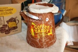 Vintage Heavy Tin Coffee Caddy Coffee Pot/Cups