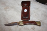 Vintage Schrae LB7 Folding Hunting Knife/Sheath