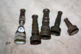 (5) Antique Brass Hose Watering Nozzles