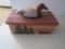 Sculptured Wood Box w/Duck, trees (look like it was carved)