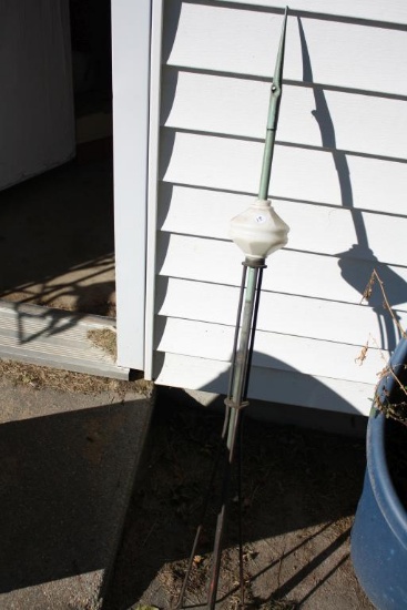 Antique Weathervane Rod w/Paneled Glass Ball