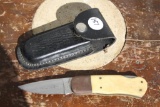 Parker Cutlery Co. Folding Hunting Knife in sheath