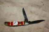 Lg. Lucite Striped Scale Folding Knife