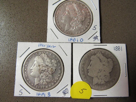 1881, 1881 O, 1881 S, MORGAN DOLLARS