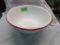 Large White/Red Trim Enamel Bowl