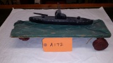 Folk Art Homemade Submarine Pull Toy