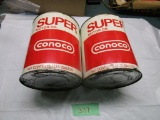 2 1 Gallon Conoco Super Motor Oil Cans